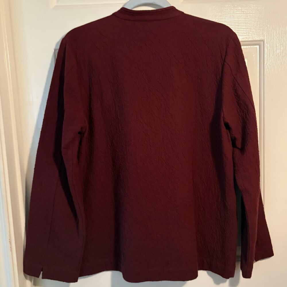 Eileen Fisher Organic Cotton Textured Jacket Burgundy Wine Small With Pockets - Picture 5 of 8